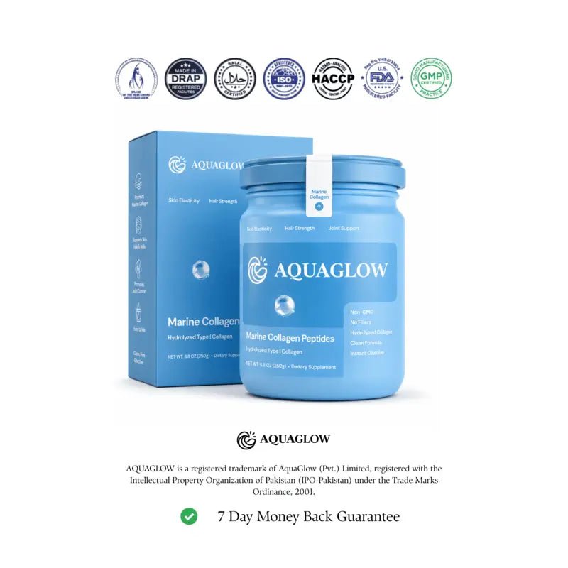 6000mg Marine Hydrolized Collagen, Vitamin C, Hyaluronic Acid, Glutathione For Radiant Skin - AquaGlow