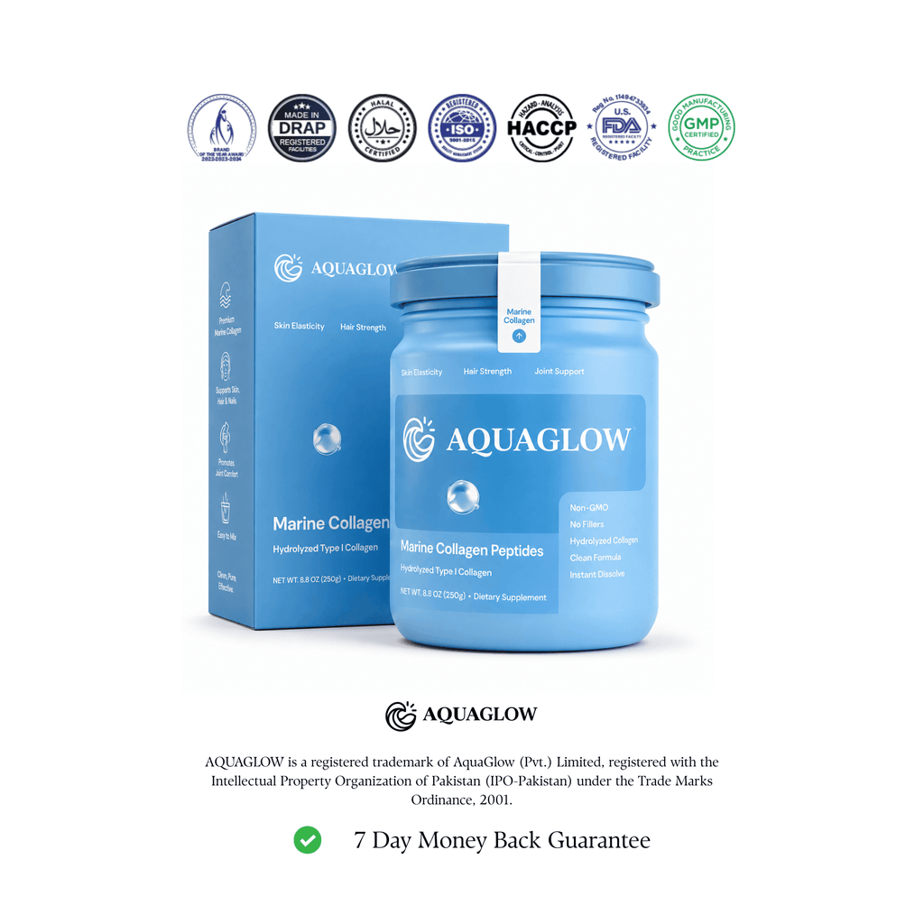 6000mg Marine Hydrolized Collagen, Vitamin C, Hyaluronic Acid, Glutathione For Radiant Skin - AquaGlow
